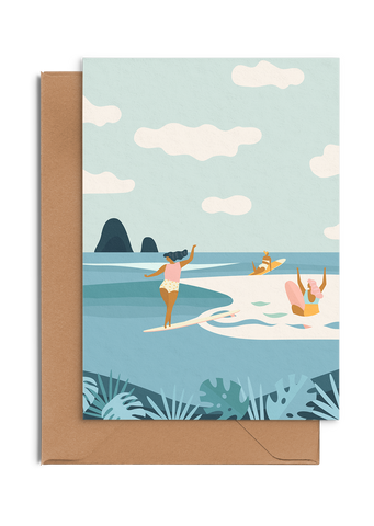 Babes and waves - Card